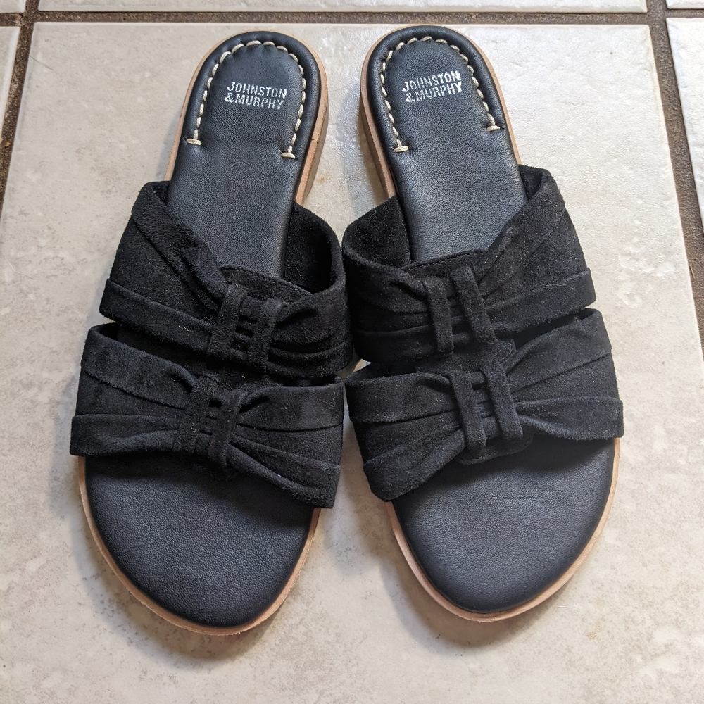 Johnston & Murphy Black Suede Sandals